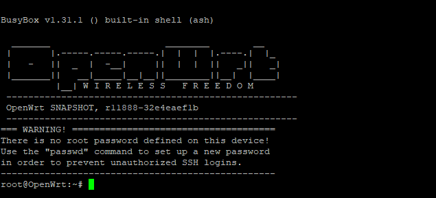 OpenWRT shell prompt
